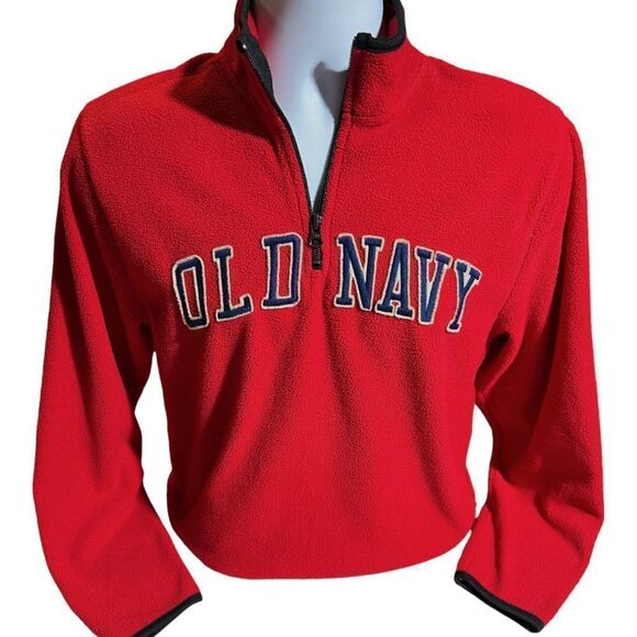 Old Navy Long-Sleeve Fleece Jacket, Robbie Red, 3/4 Sleeves, Men's Small EUC - Picture 1 of 9